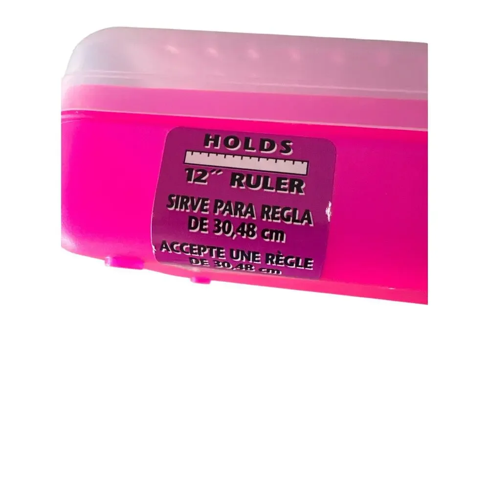 Vintage 1990s SpaceMaker Pink Plastic Pencil Box School Supply Storage Case